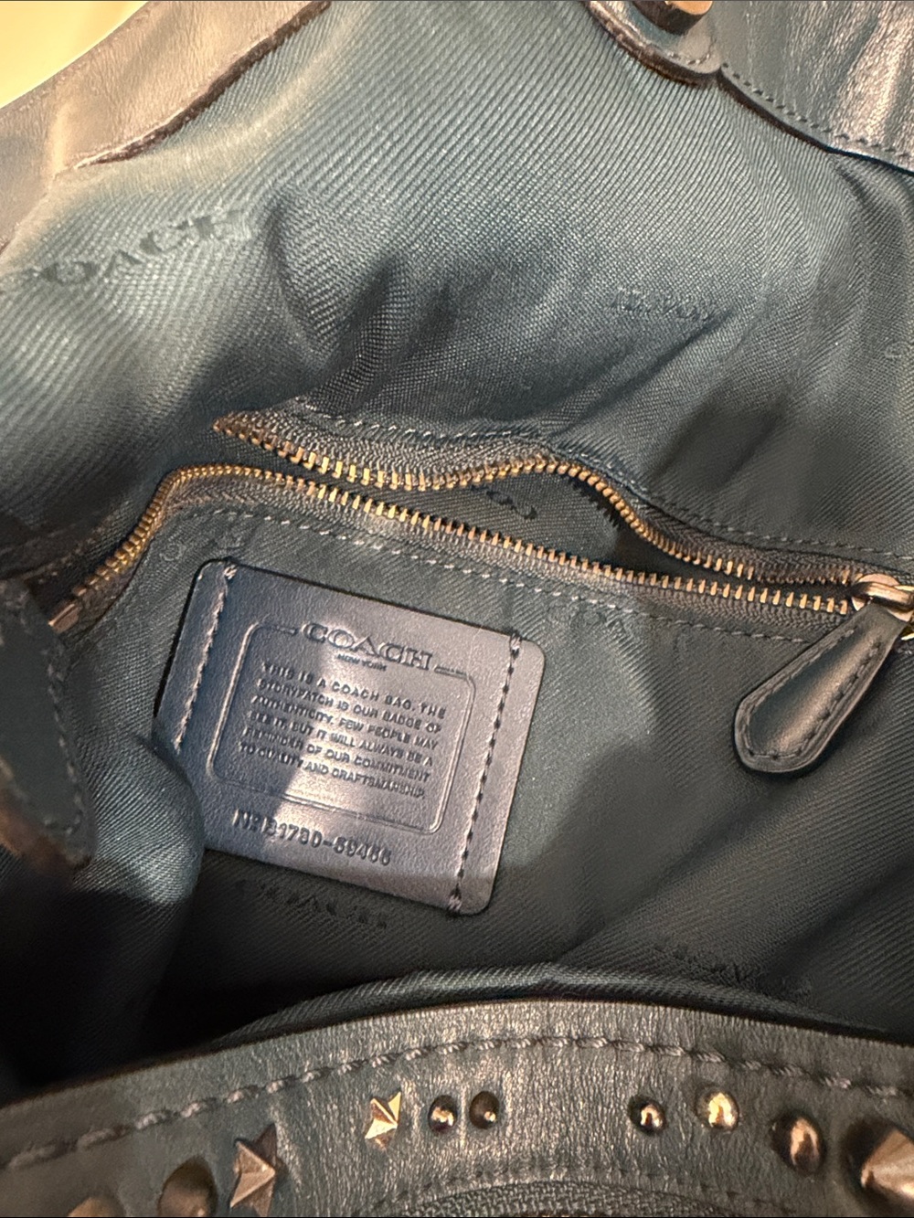 Coach Navy Leather Studded Bag